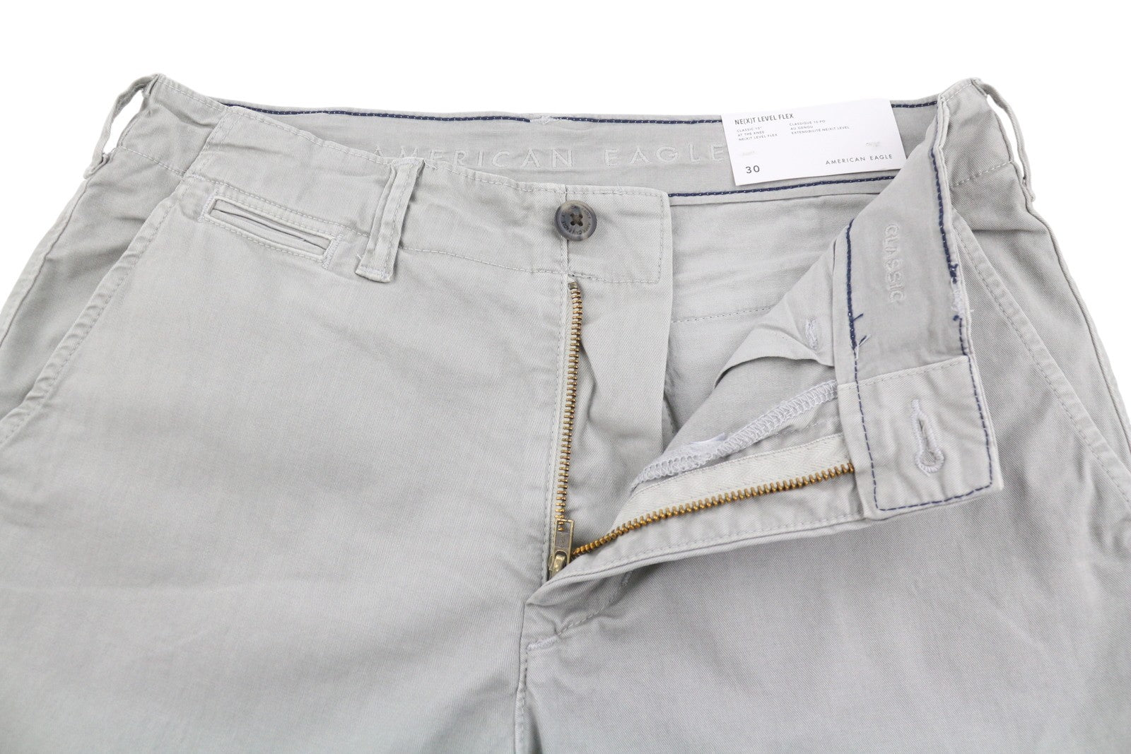 AMERICAN EAGLE OUTFITTERS Classic 10" Men Shorts W30 Grey Stretch Flex Chino