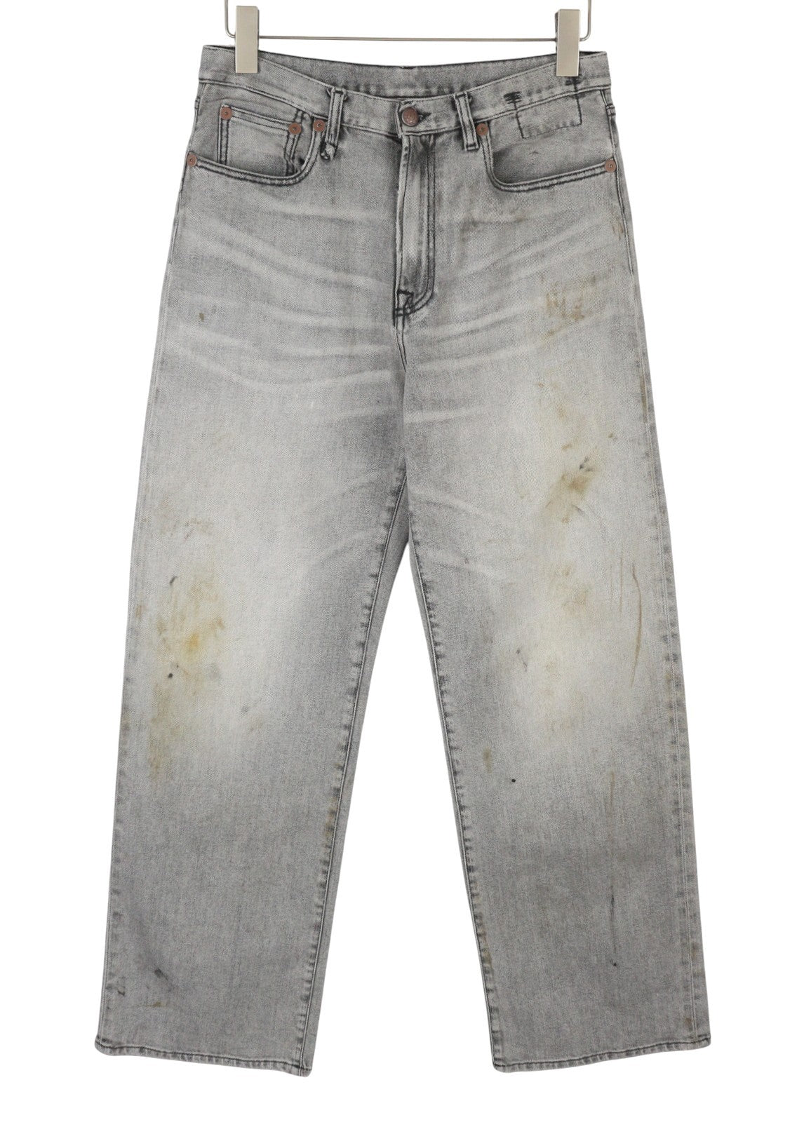 R13 D'Arcy Loose Women Jeans 27 Soft Gray Whiskers Faded Dirty Look