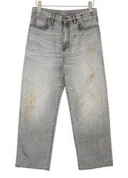 R13 D'Arcy Loose Women Jeans 27 Soft Gray Whiskers Faded Dirty Look