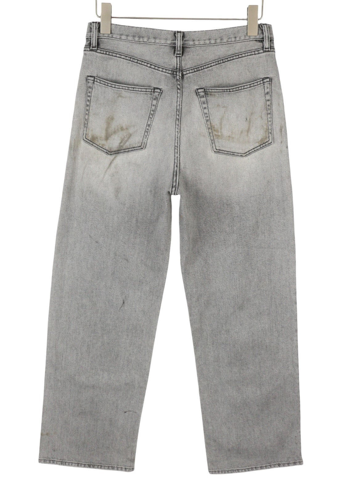 R13 D'Arcy Loose Women Jeans 27 Soft Gray Whiskers Faded Dirty Look