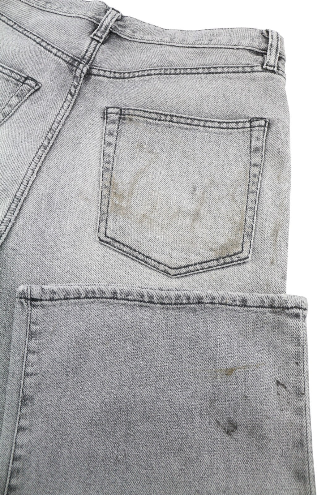 R13 D'Arcy Loose Women Jeans 27 Soft Gray Whiskers Faded Dirty Look