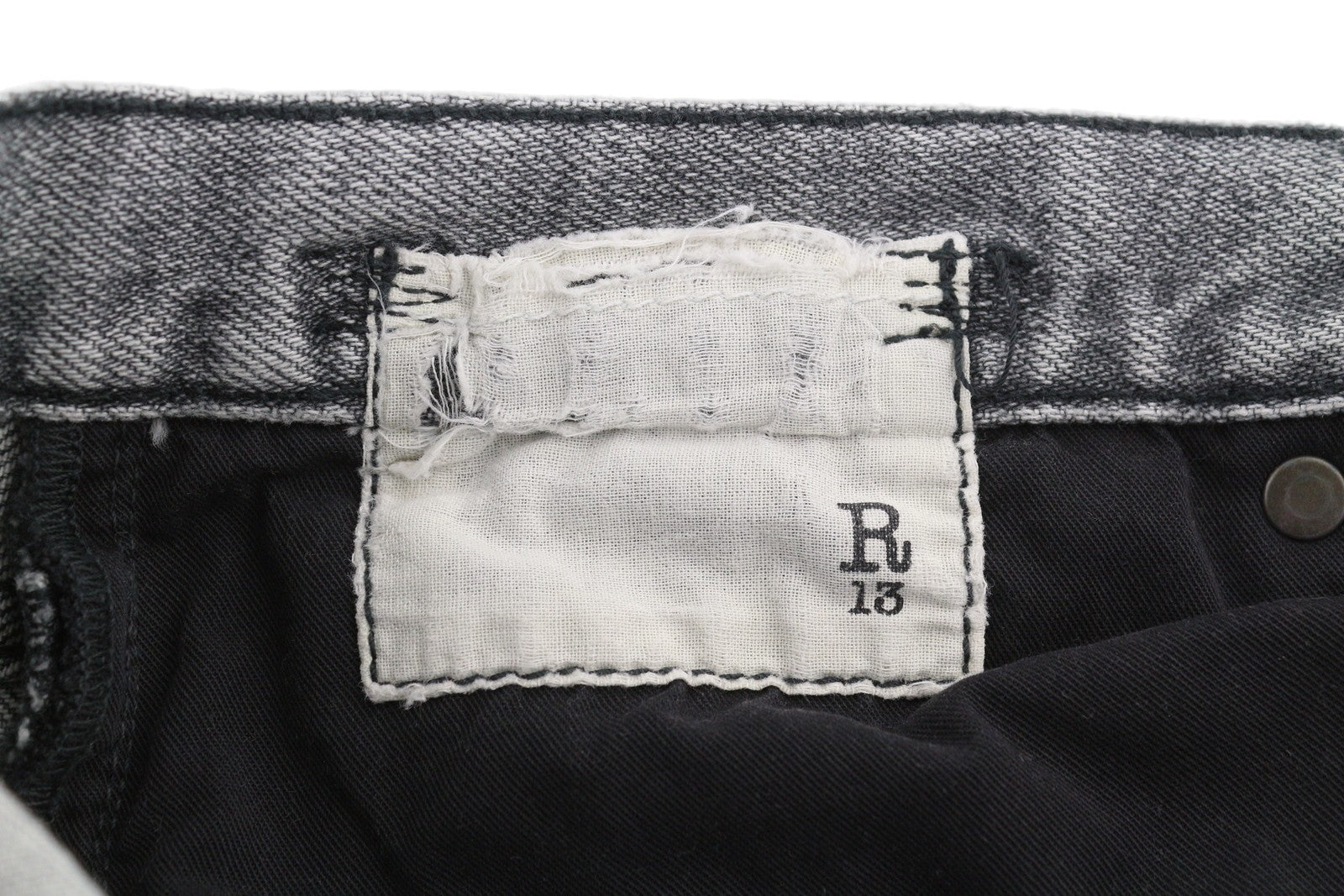 R13 D'Arcy Loose Women Jeans 27 Soft Gray Whiskers Faded Dirty Look