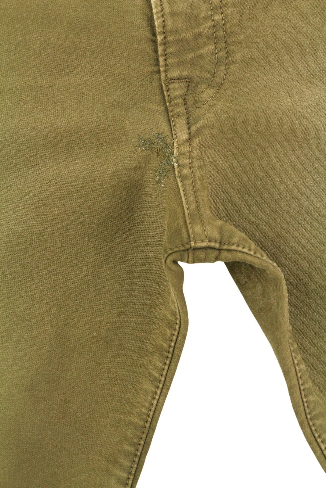 R13 Boyfriend Women Trousers 29 Olive Garment Dyed Moleskin Cropped Faded FW25