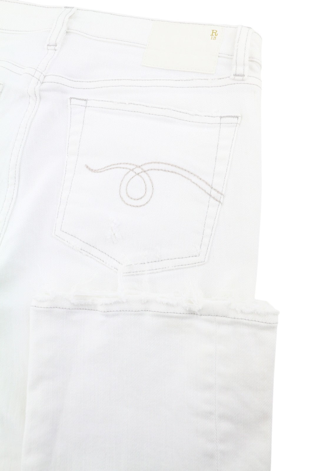 R13 Kick Fit Women Jeans 27 Bale White Flared Cropped Zipper