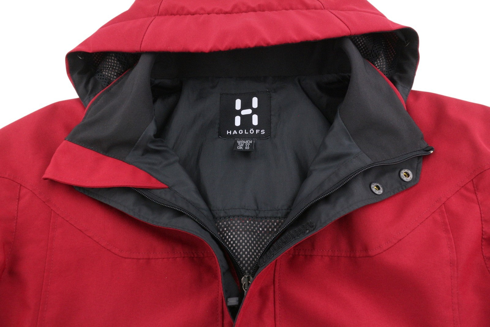 HAGLOFS Women Jacket EU36 S Red Water Resistant Breathable Hooded Full Zip