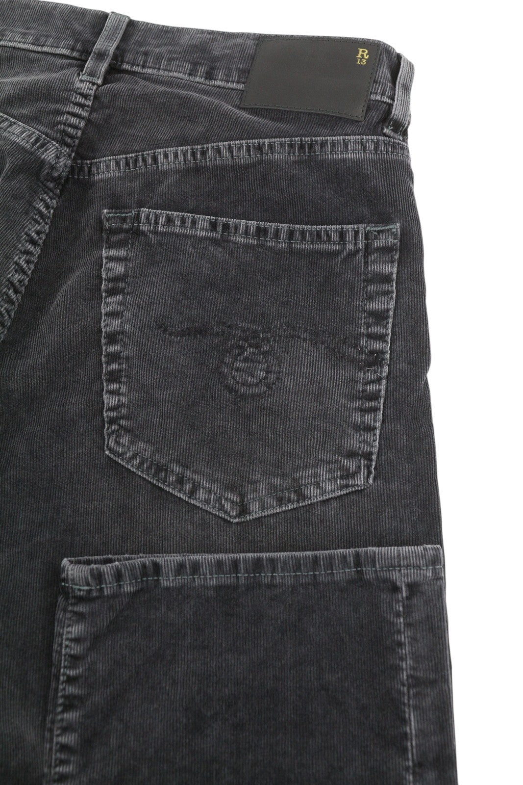 R13 Romeo Women Trousers 26 Obsidian Stretch Cord Faded Grey Cropped Ankle FW25