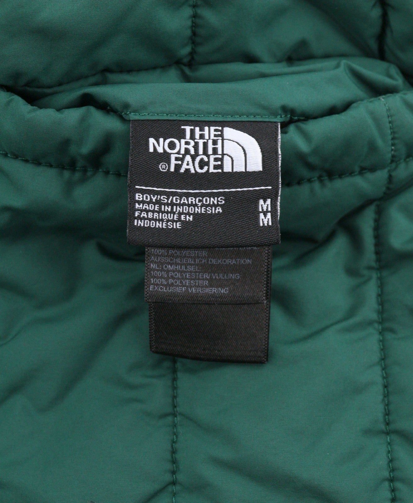 THE NORTH FACE Boy Jacket M Green Hooded Padded Quilted Full Zip