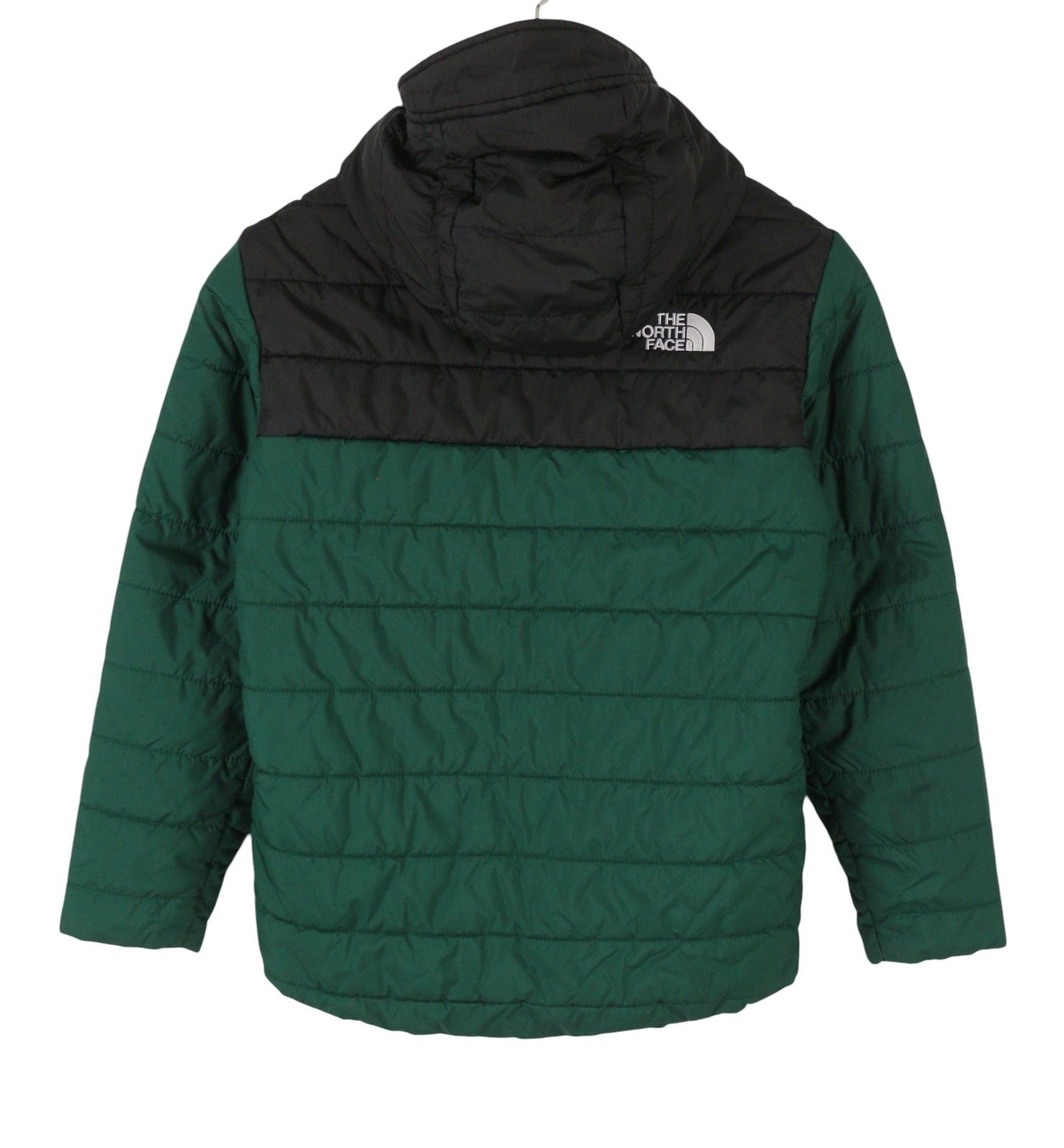 THE NORTH FACE Boy Jacket M Green Hooded Padded Quilted Full Zip