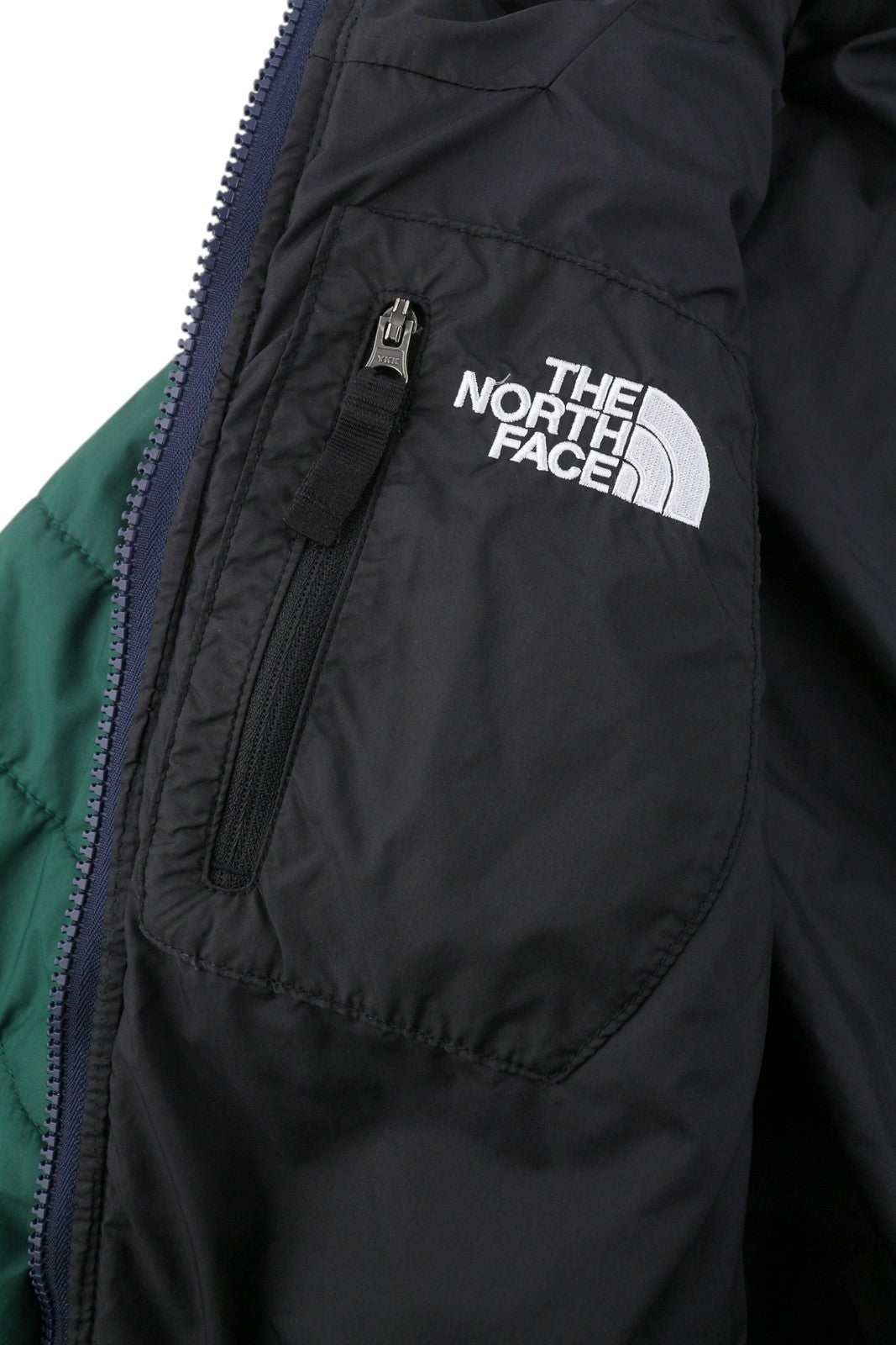 THE NORTH FACE Boy Jacket M Green Hooded Padded Quilted Full Zip