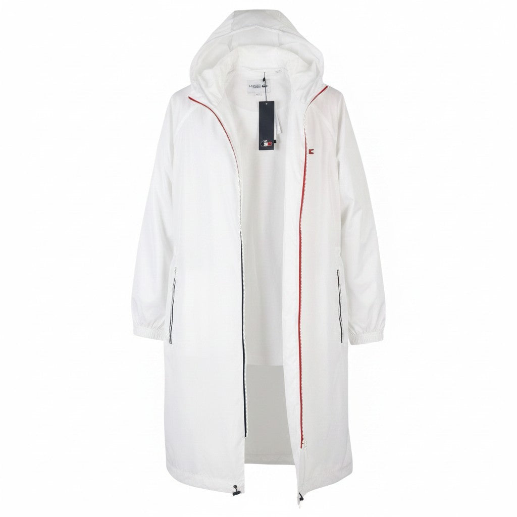 LACOSTE Sport Men Jacket S/M White Water Repellent Hooded Lightweight RRP299
