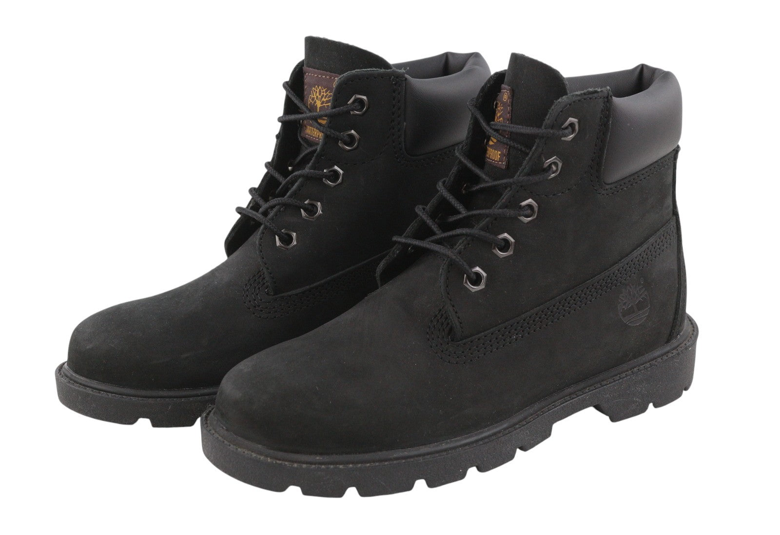 TIMBERLAND Boy Boots EU33 Black Leather Laced Waterproof Non-Marking