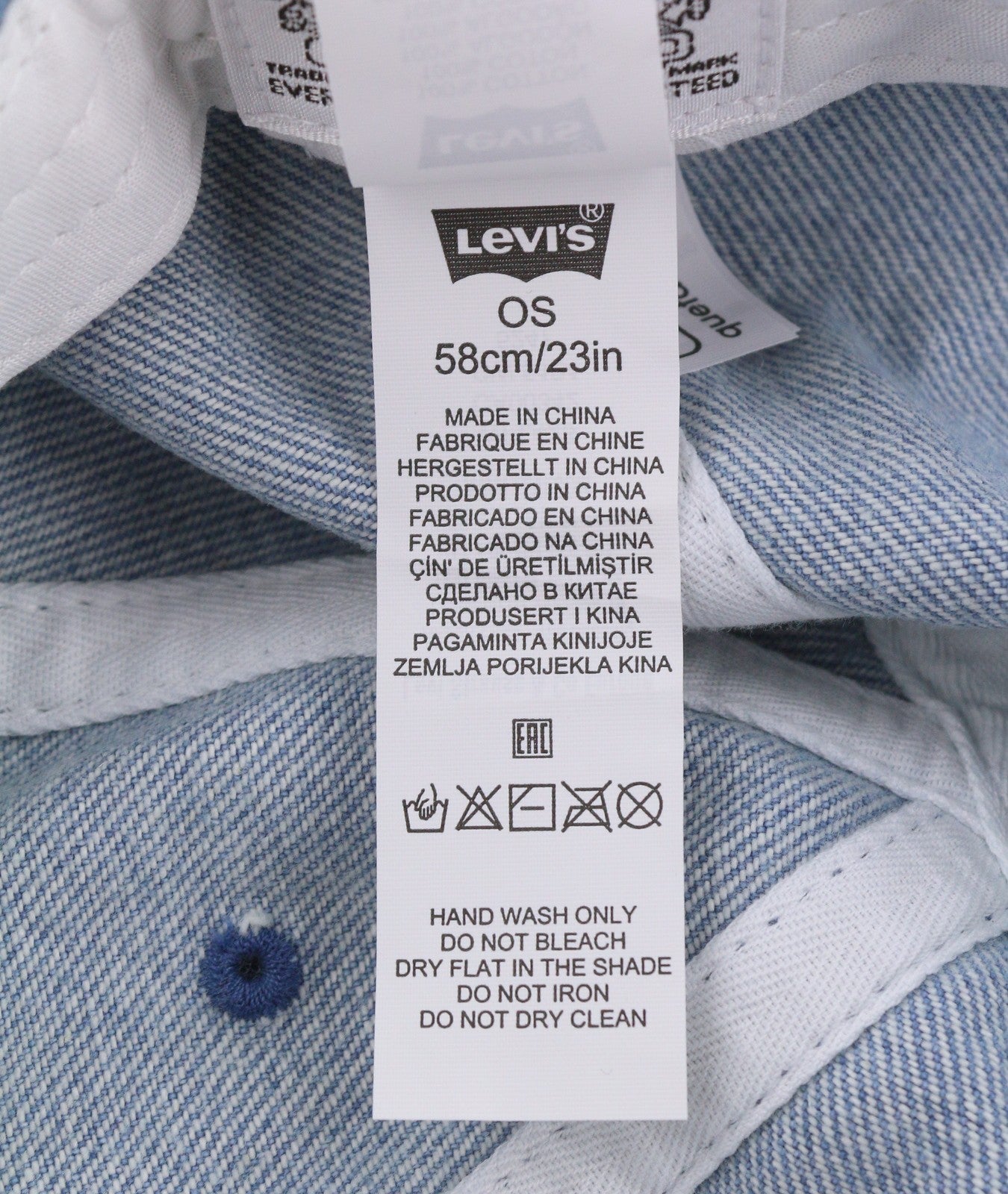 LEVI'S Men Cap OS Blue Denim Look Embroidered Logo Unisex Baseball