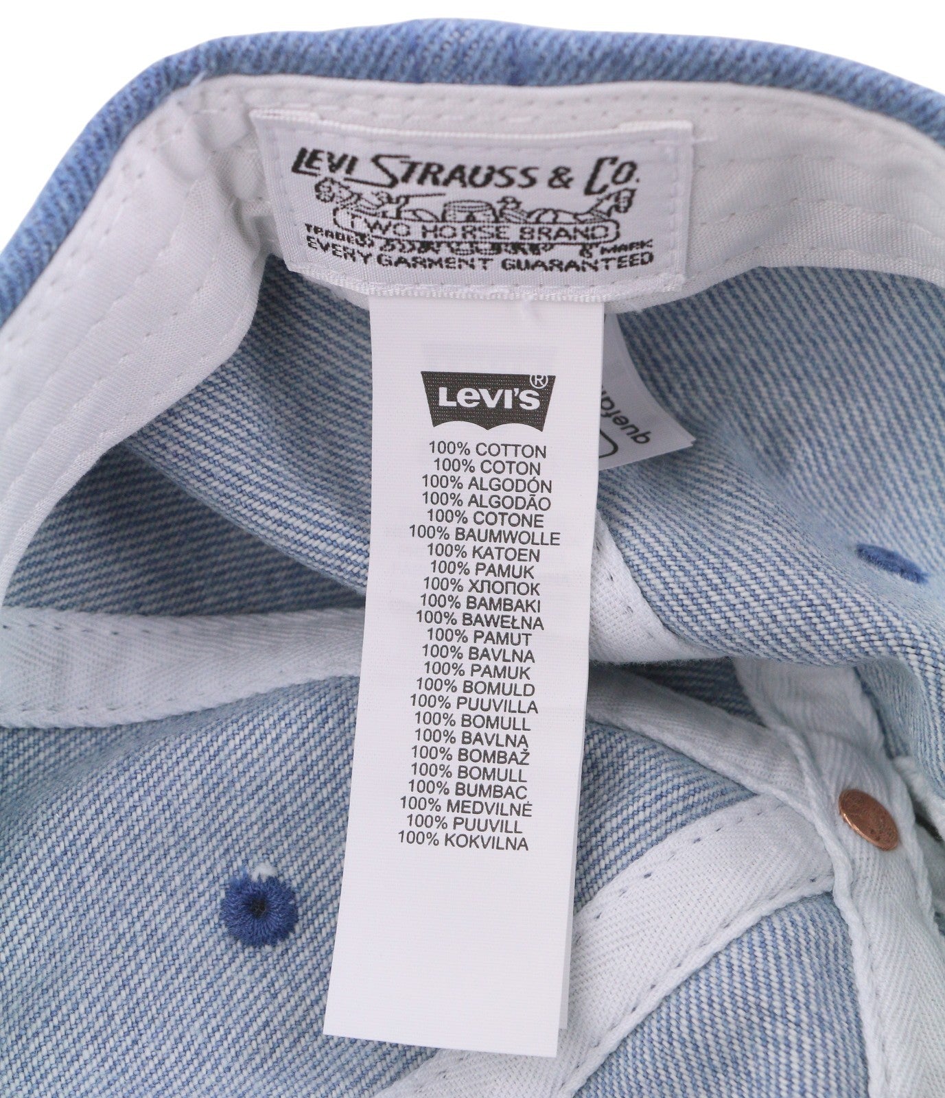 LEVI'S Men Cap OS Blue Denim Look Embroidered Logo Unisex Baseball