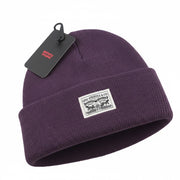 LEVI'S Men Hat OS Purple Violet Cotton Tight Knit Beanie Unisex