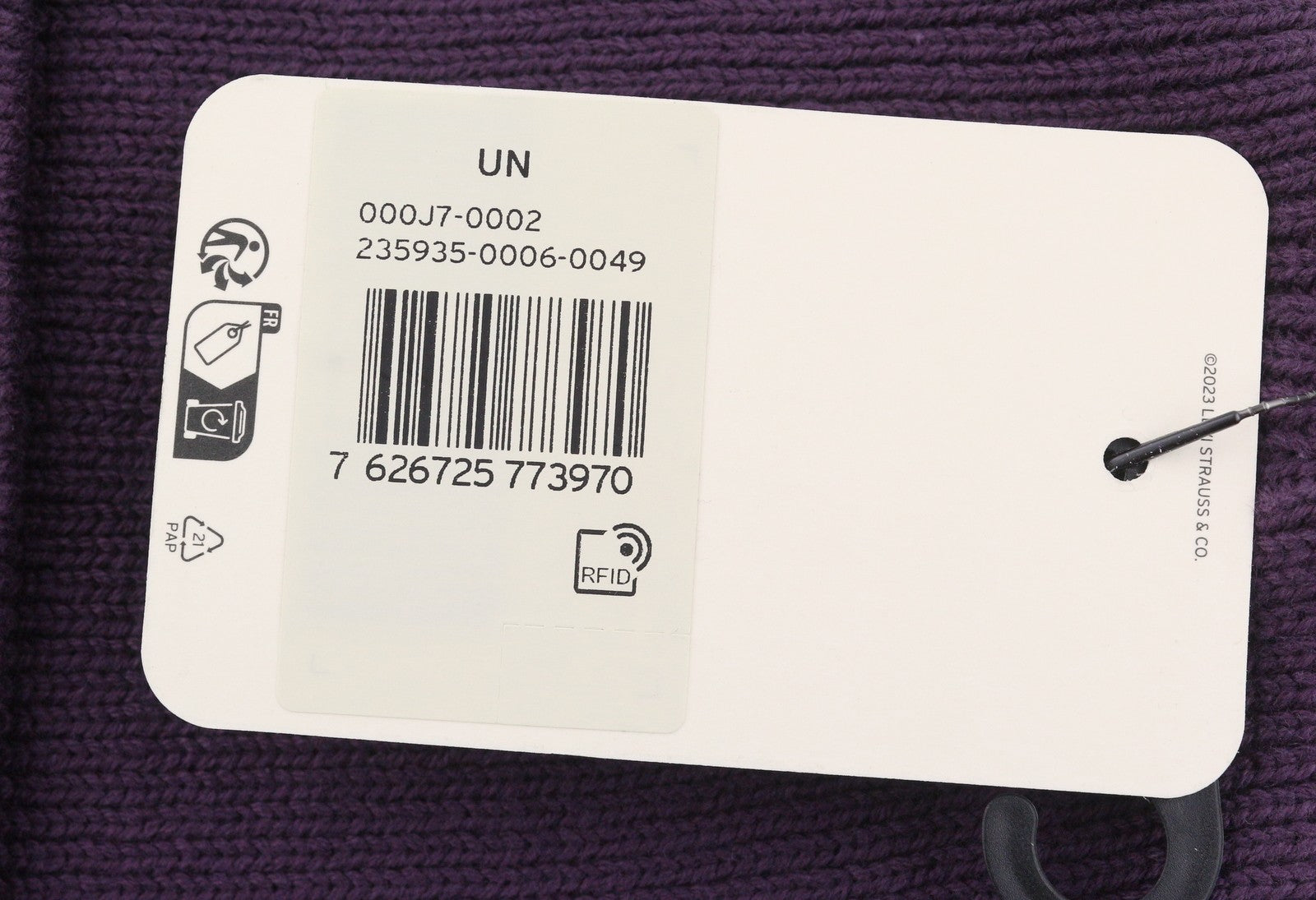 LEVI'S Men Hat OS Purple Violet Cotton Tight Knit Beanie Unisex