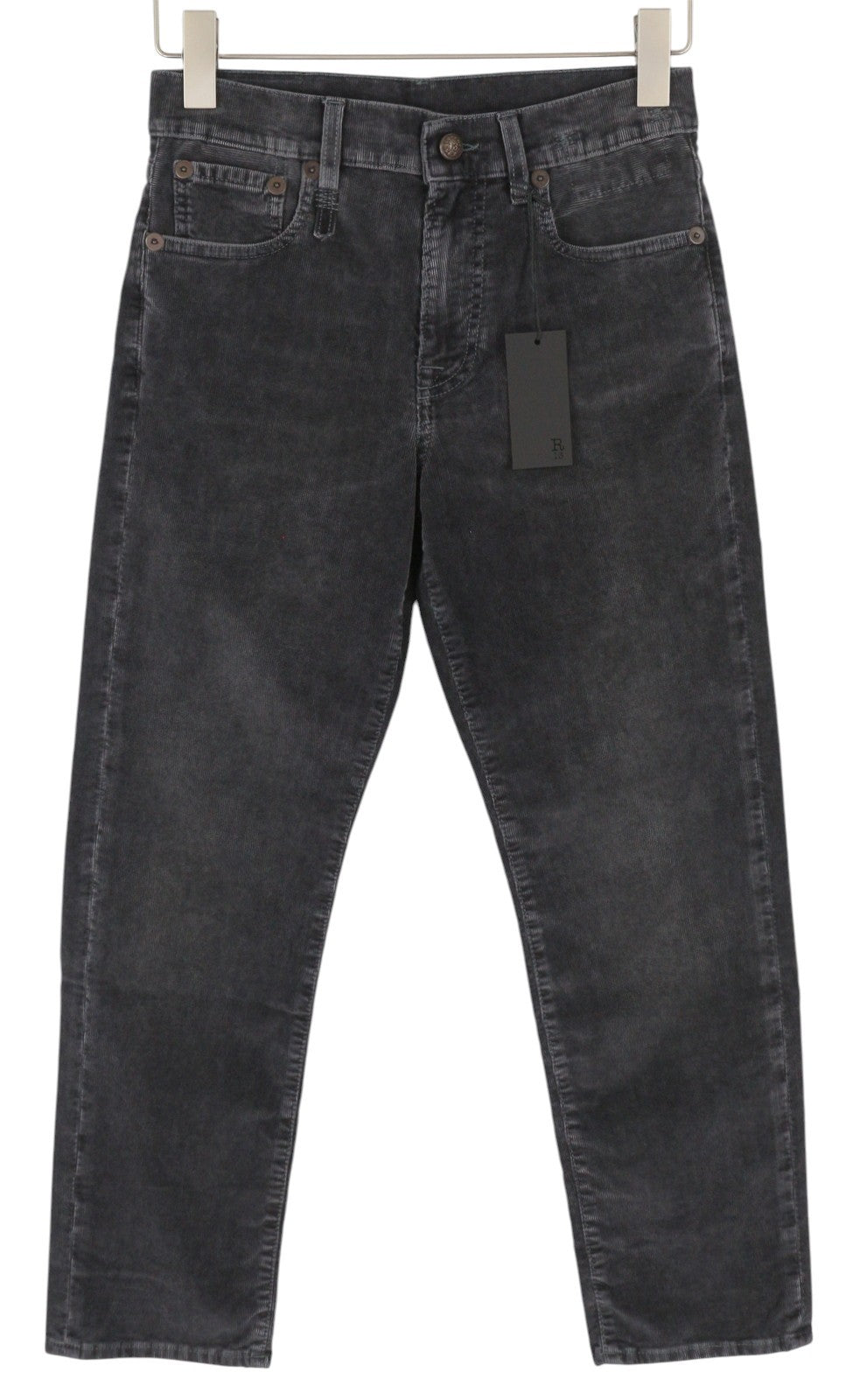 R13 Romeo Women Trousers 25 Obsidian Stretch Cord Faded Grey Cropped Ankle FW25