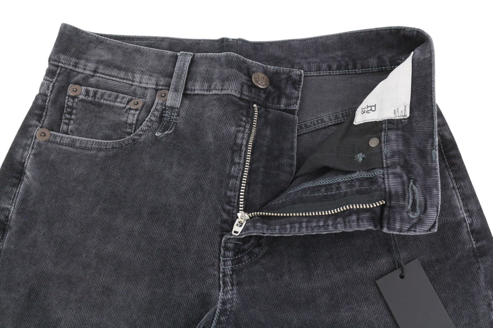 R13 Romeo Women Trousers 25 Obsidian Stretch Cord Faded Grey Cropped Ankle FW25