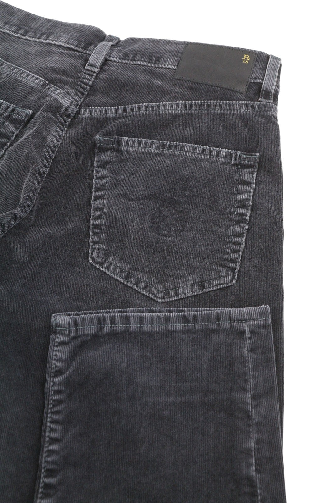 R13 Romeo Women Trousers 25 Obsidian Stretch Cord Faded Grey Cropped Ankle FW25