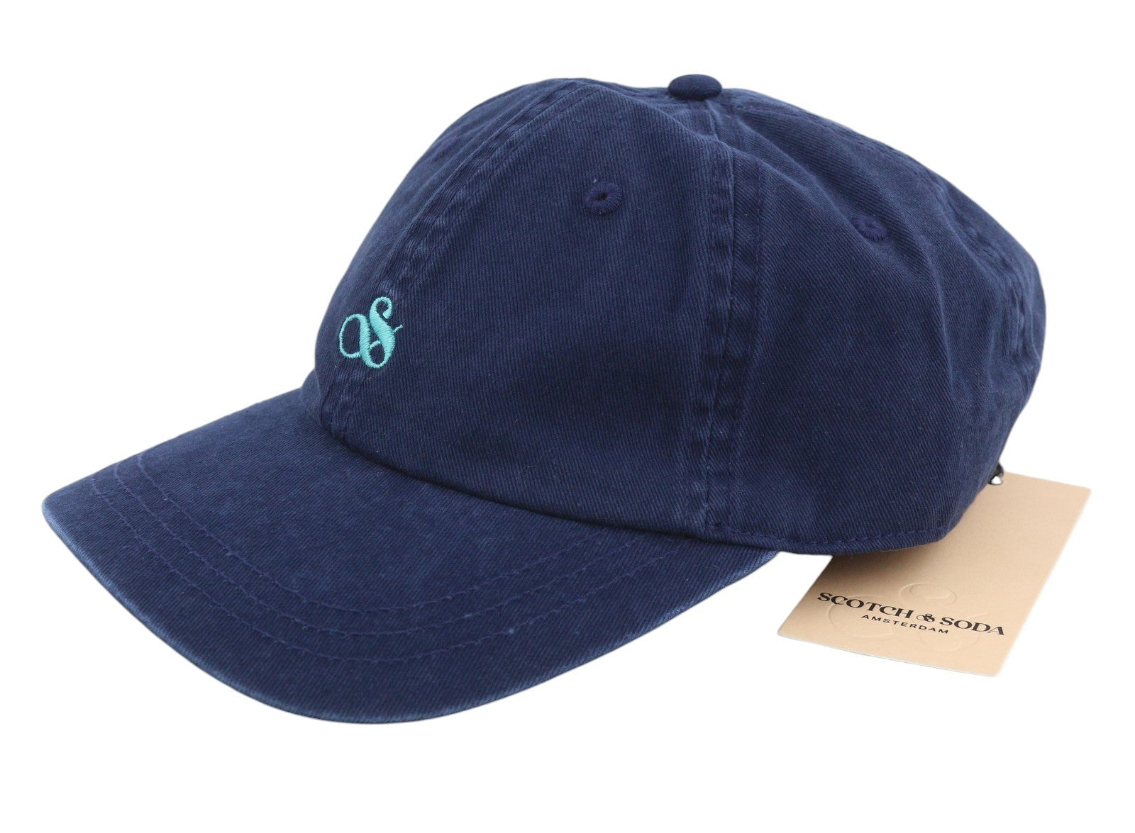 SCOTCH & SODA Men Cap OS Dark Blue Cotton Embroidered Logo Unisex Baseball