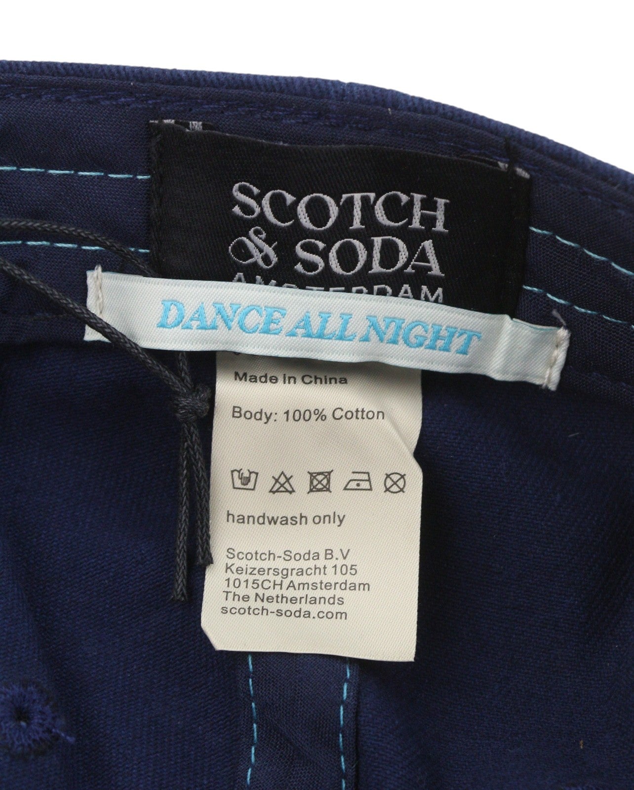SCOTCH & SODA Men Cap OS Dark Blue Cotton Embroidered Logo Unisex Baseball