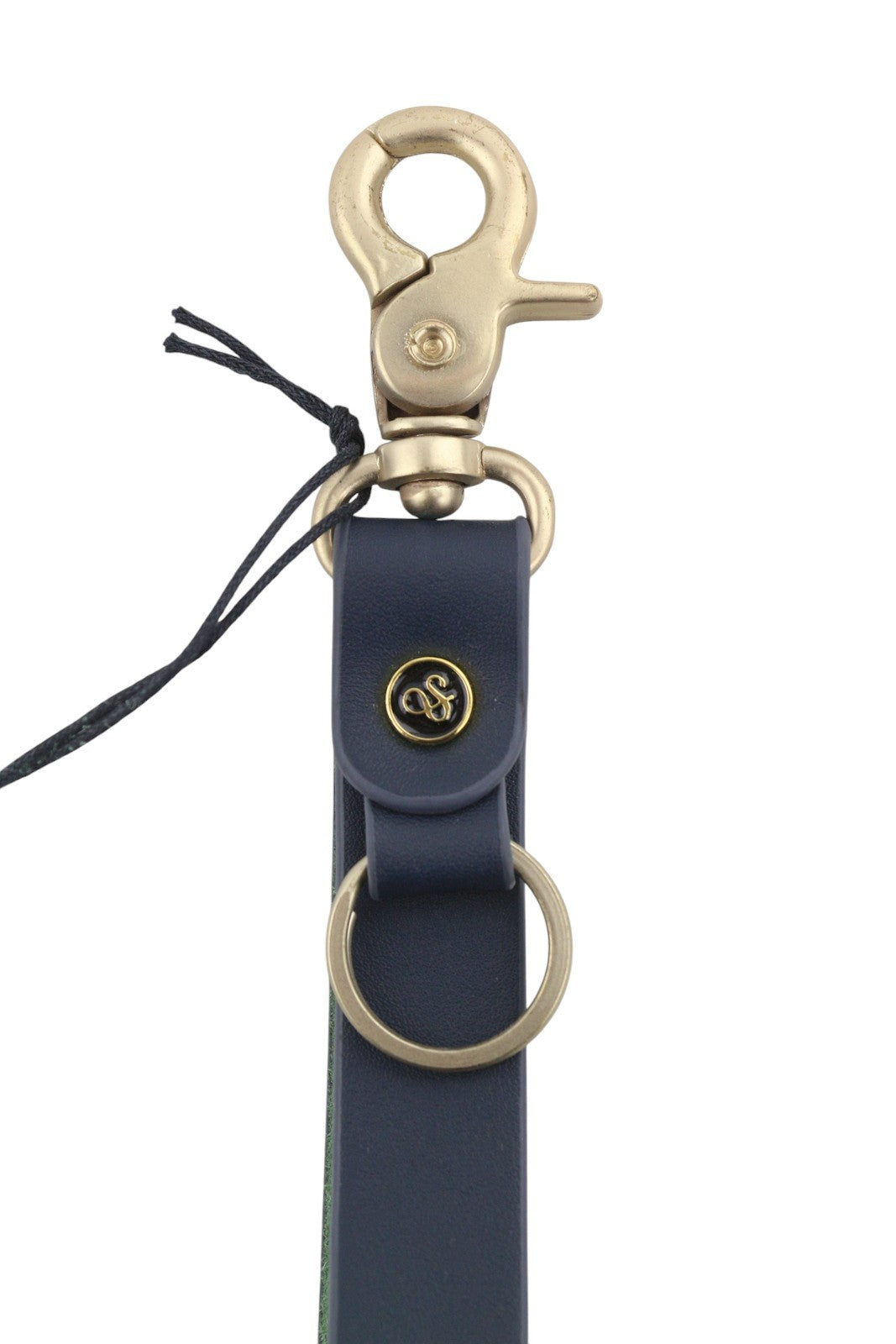 SCOTCH & SODA Men Keychain OS Dark Blue Leather Gold Tone Details Unisex