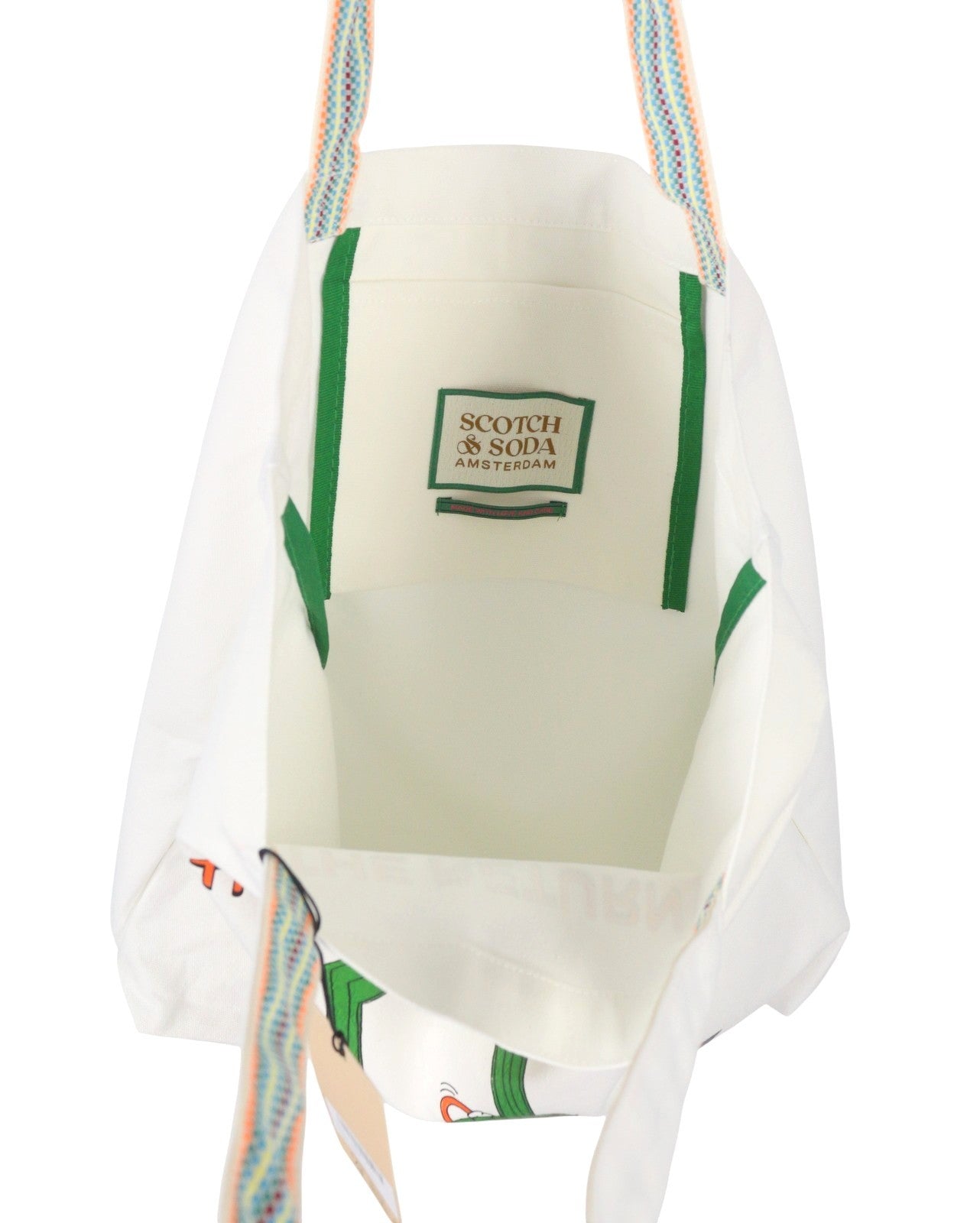 SCOTCH & SODA Women Bag OS White Canvas Patterned Artwork Tote Unisex