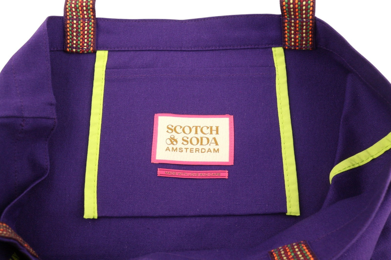 SCOTCH & SODA Women Bag OS Purple Violet Canvas Patterned Artwork Tote Unisex