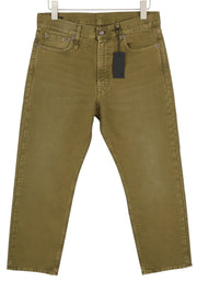 R13 Boyfriend Women Trousers 28 Olive Garment Dyed Moleskin Cropped Faded FW25