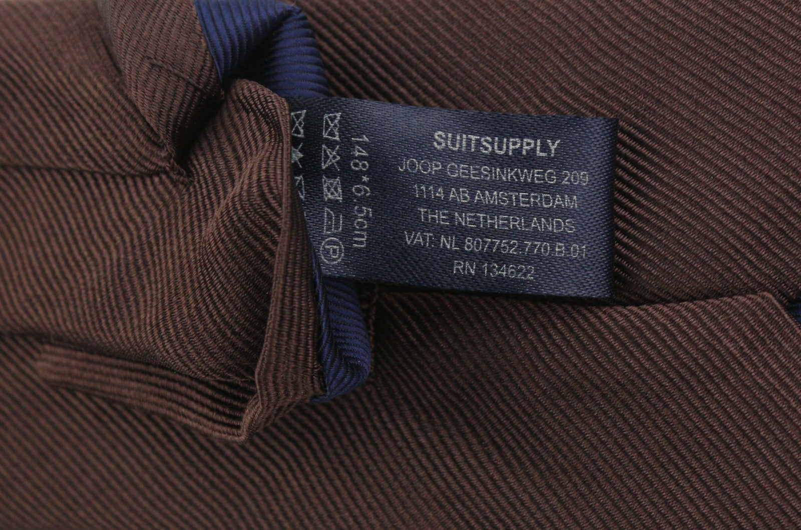 SUITSUPPLY Men Tie 148 x 6.5 CM Brown Textured Mulberry Silk Tied Formal