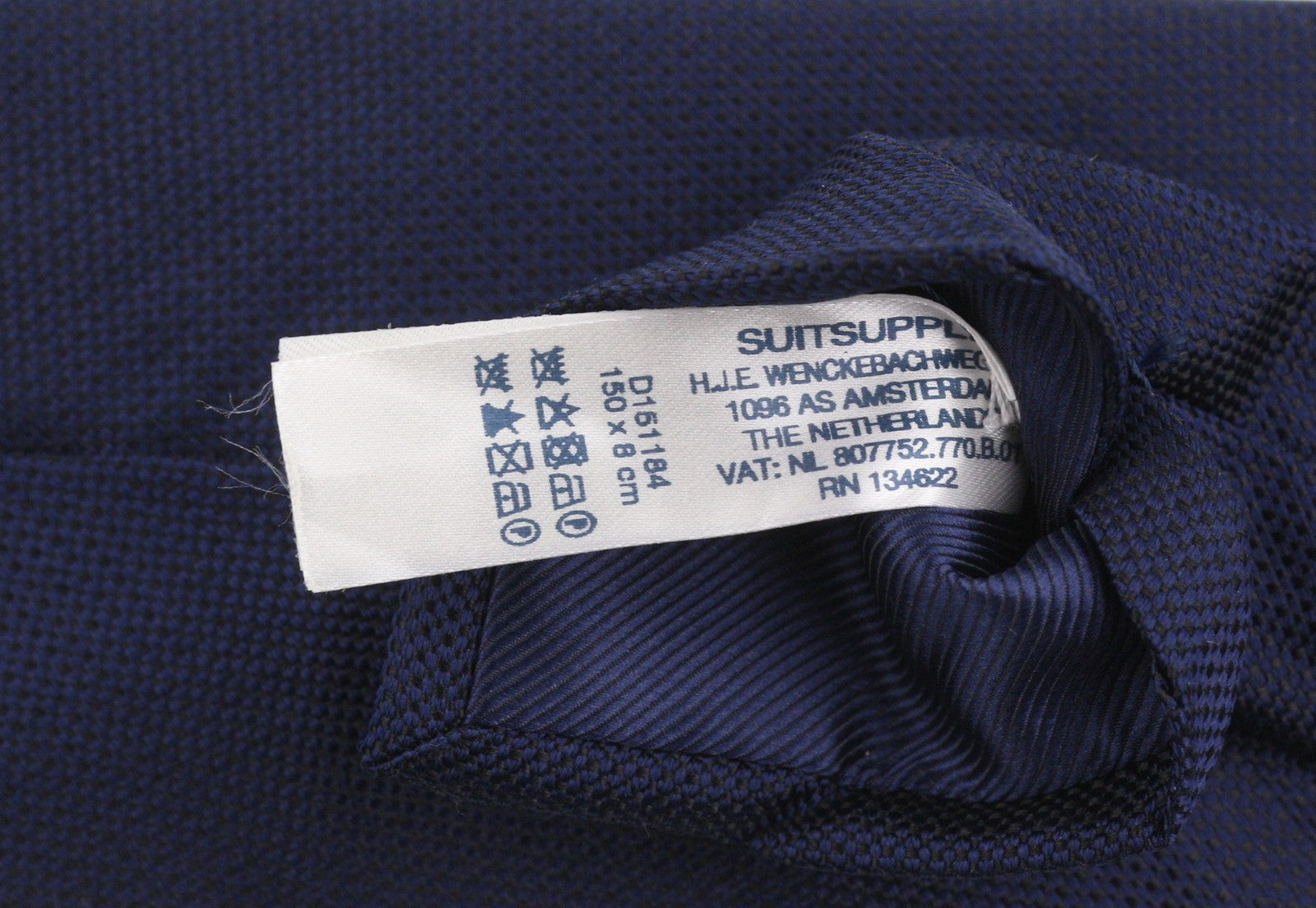 SUITSUPPLY Men Tie 150 x 8 CM Dark Blue Silk Tied Formal