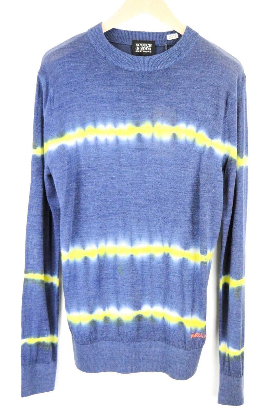 SCOTCH & SODA Ams Couture Men Jumper ~M Blue Wool Blend Patterned Knit Sweater