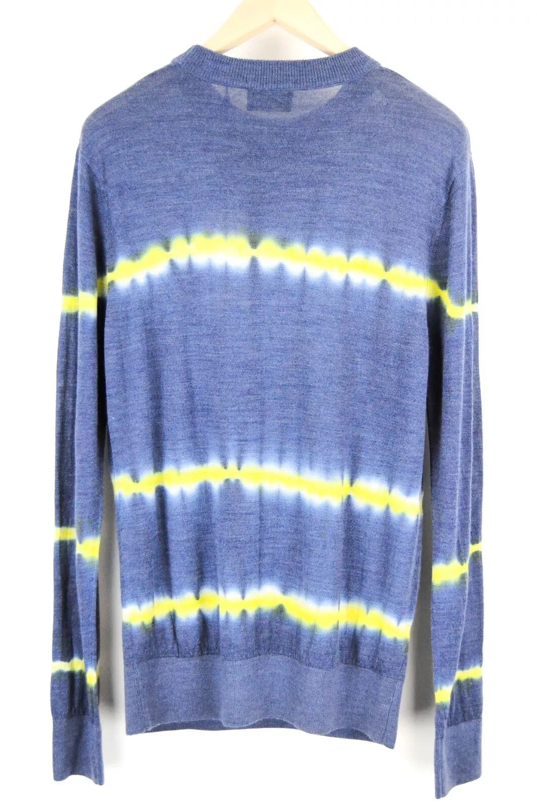 SCOTCH & SODA Ams Couture Men Jumper ~M Blue Wool Blend Patterned Knit Sweater