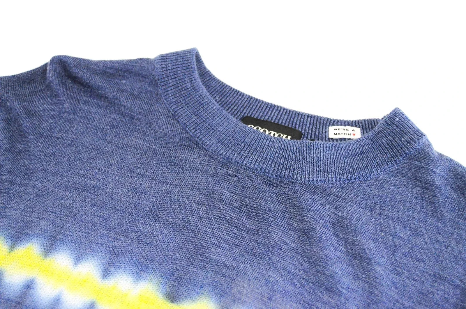 SCOTCH & SODA Ams Couture Men Jumper ~M Blue Wool Blend Patterned Knit Sweater