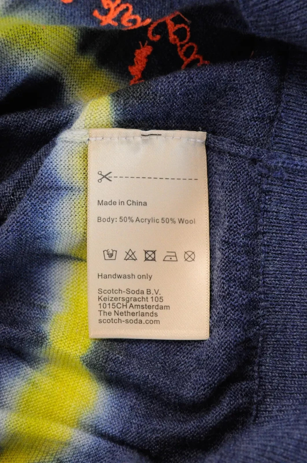 SCOTCH & SODA Ams Couture Men Jumper ~M Blue Wool Blend Patterned Knit Sweater