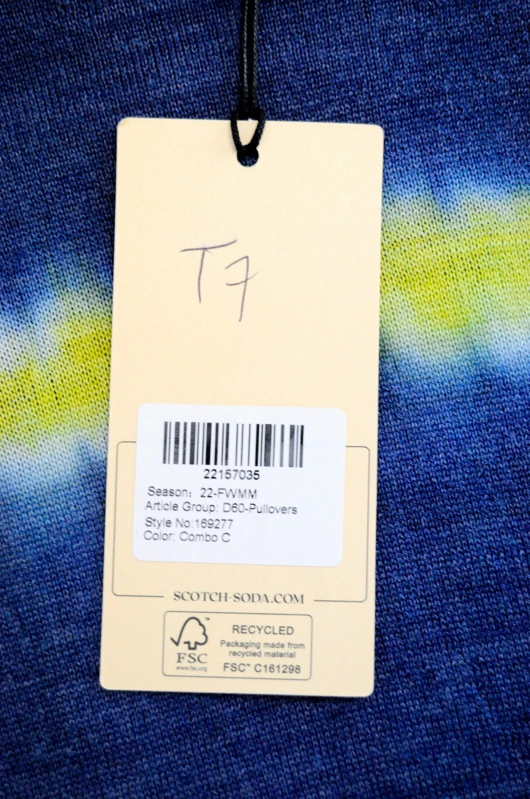 SCOTCH & SODA Ams Couture Men Jumper ~M Blue Wool Blend Patterned Knit Sweater