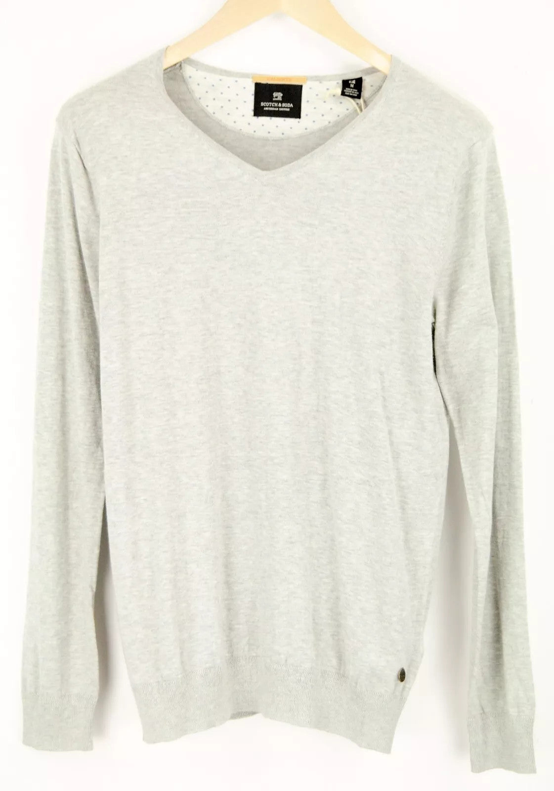 SCOTCH & SODA Ams Couture Men Jumper M Grey Pure Cotton Knitted Pull On Sweater