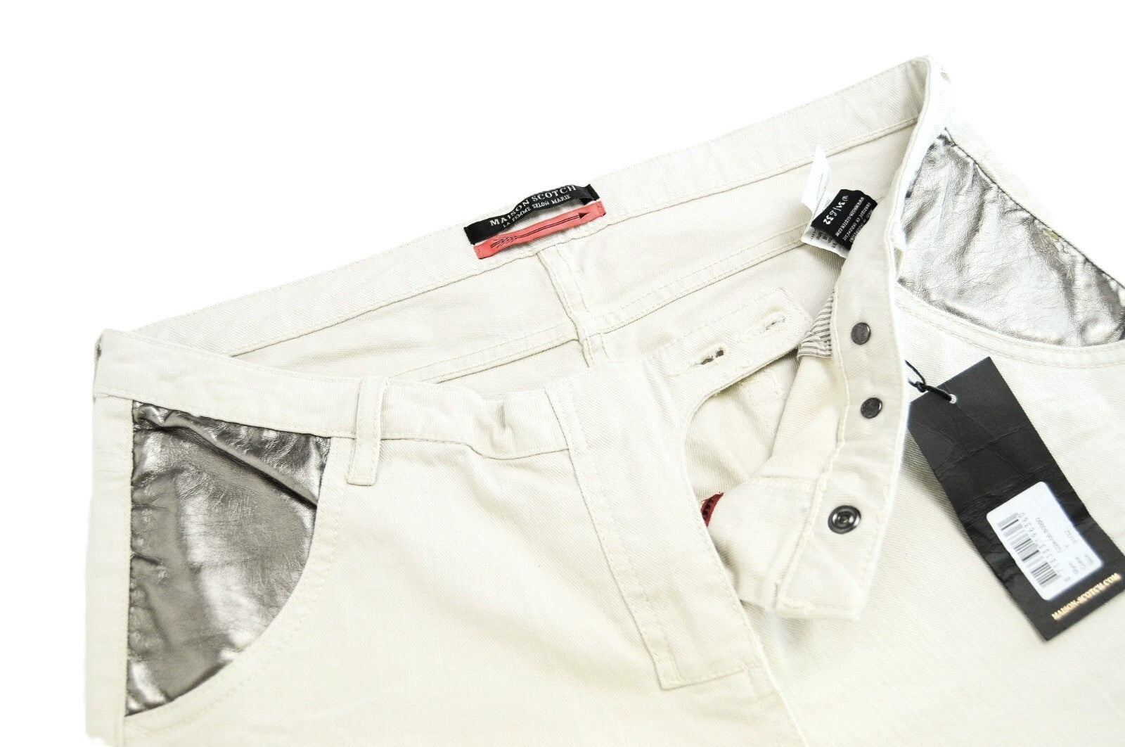 MAISON SCOTCH Women Jeans W31/L32 Slim Fit Detailed Ivory Cotton Stretch