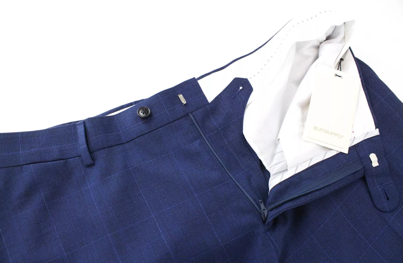 SUITSUPPLY Sienna Men Trousers UK42S Blue Pure Wool Pleated Classic Lined