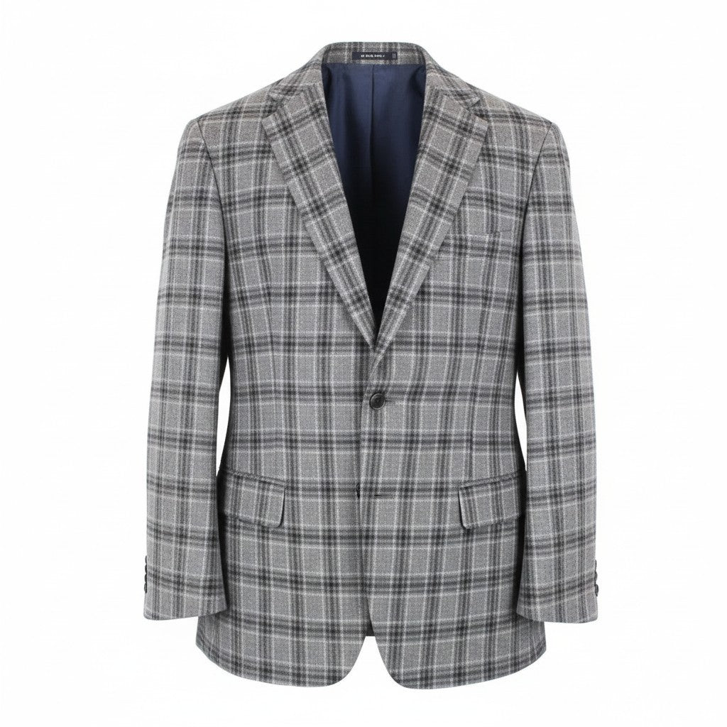 SUITSUPPLY Havana Men Blazer UK54R Wool Cashmere Grey Checked Formal Lined