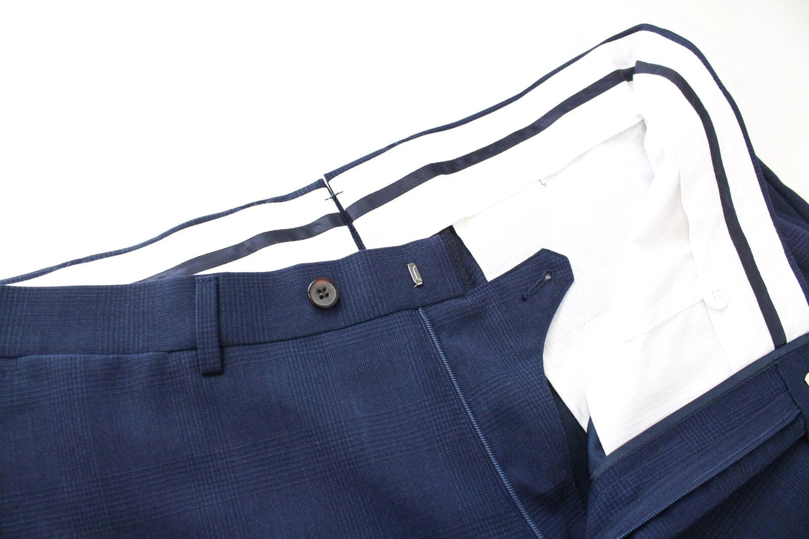 SUITSUPPLY Brescia Men Trousers UK44R Blue Pure Wool Pleated Lined Formal
