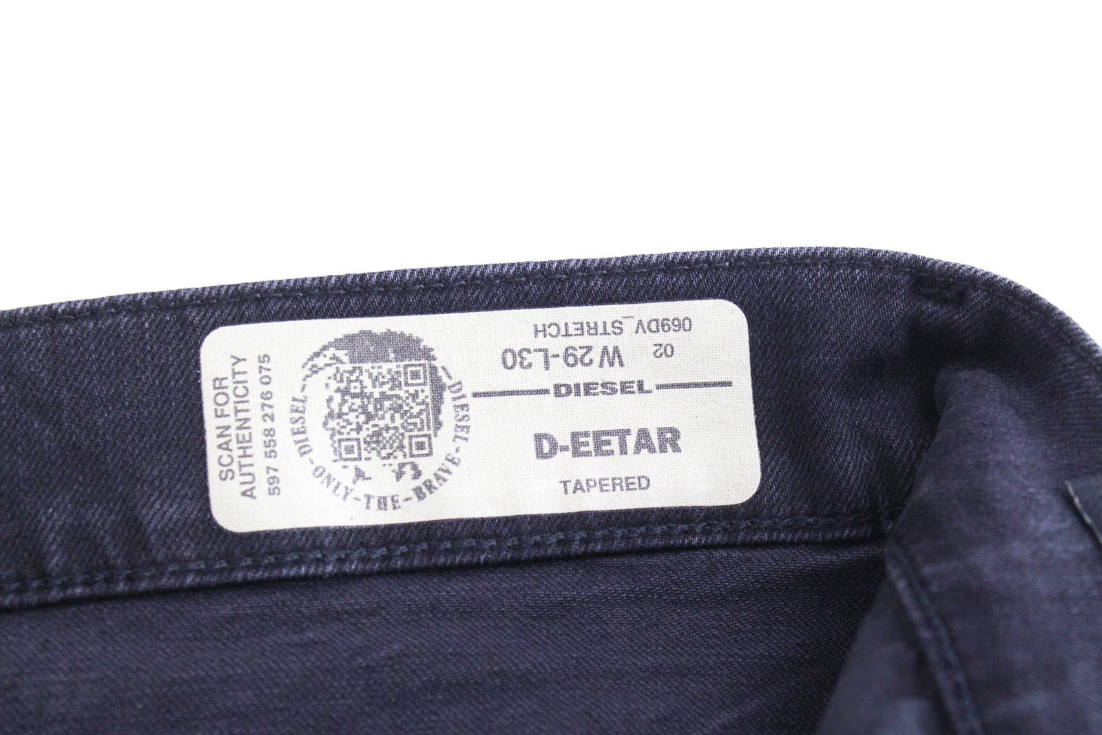 DIESEL D-Eetar 069DV Men Jeans W29/L30 Taper Fit Distressed Cotton Stretch Grey