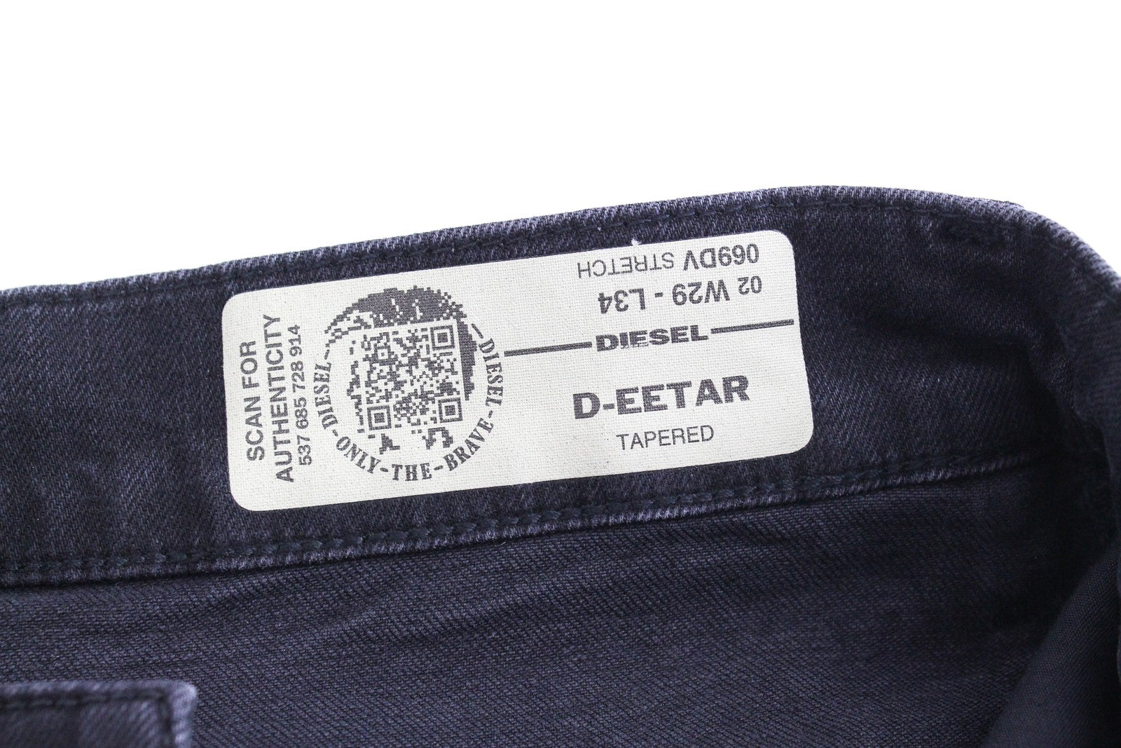 DIESEL D-Eetar 069DV Men Jeans W29/L34 Taper Distressed Cotton Stretch Grey