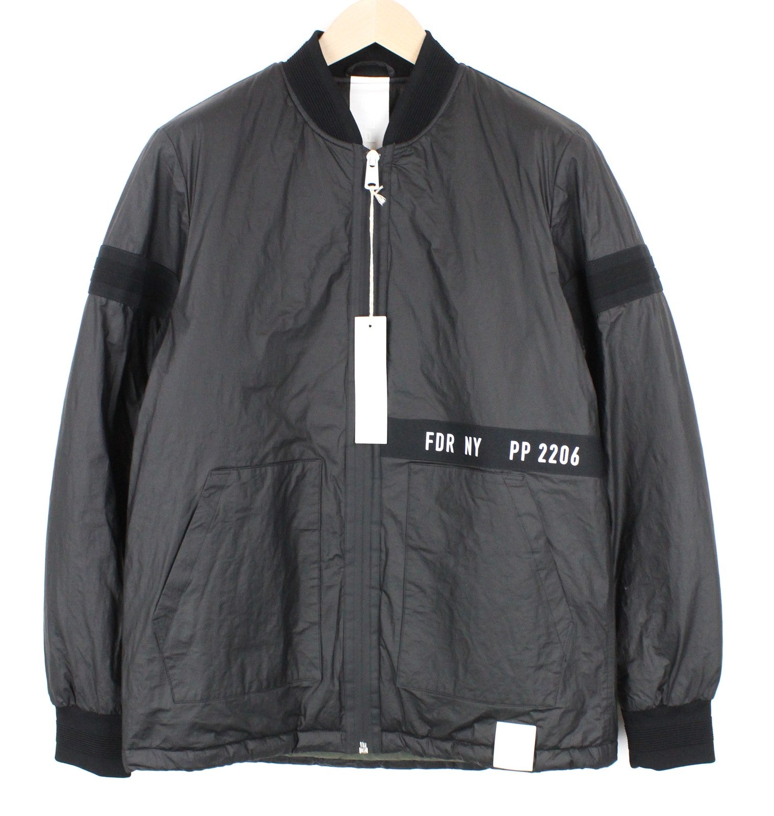 REPLAY Men Jacket L Black Lined Padded Long Sleeved Logo Zipped Single-Breasted