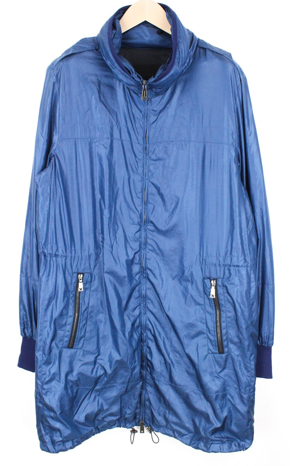 RICHMOND Men Jacket 48 M Blue Lightweight Long Sleeve Hooded Single-Breasted