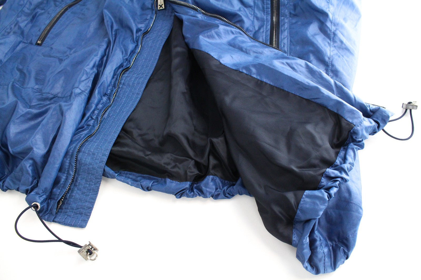 RICHMOND Men Jacket 48 M Blue Lightweight Long Sleeve Hooded Single-Breasted