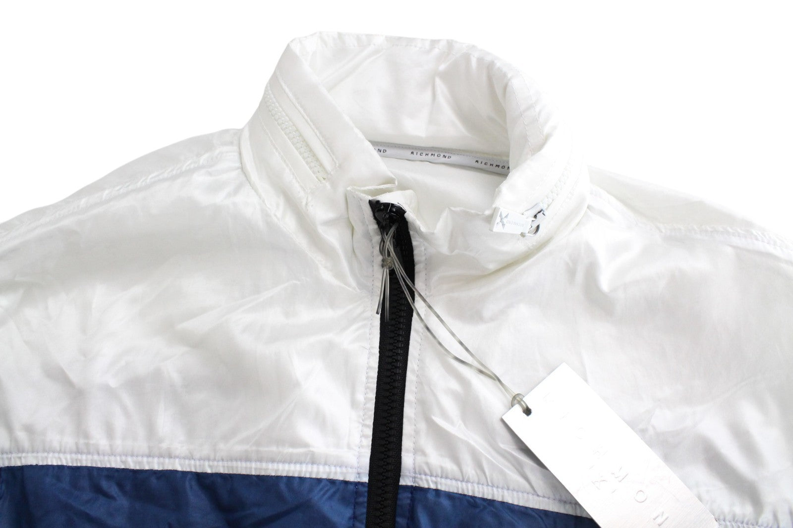 RICHMOND Men Jacket 48 M White Blue Single-Breasted Lightweight Long Sleeved