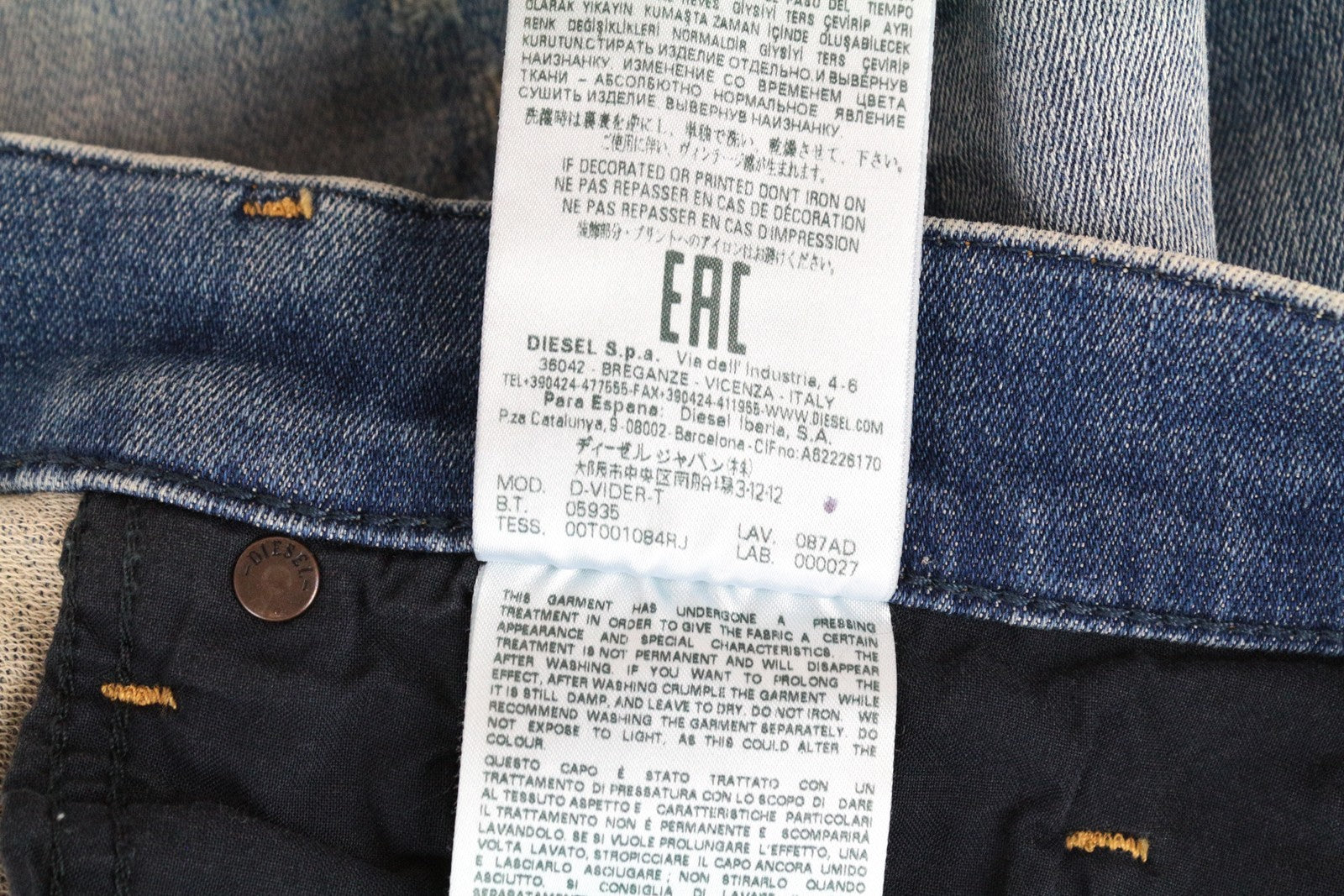 DIESEL D-Vider-T 087AD Men Jeans W28 Sweat Jogg Carrot Fit Cotton Stretch Blue