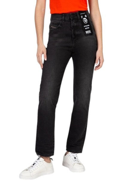 DIESEL D-Eiselle 083AK Women Jeans W25/L32 Straight Fit Washed Black Cotton