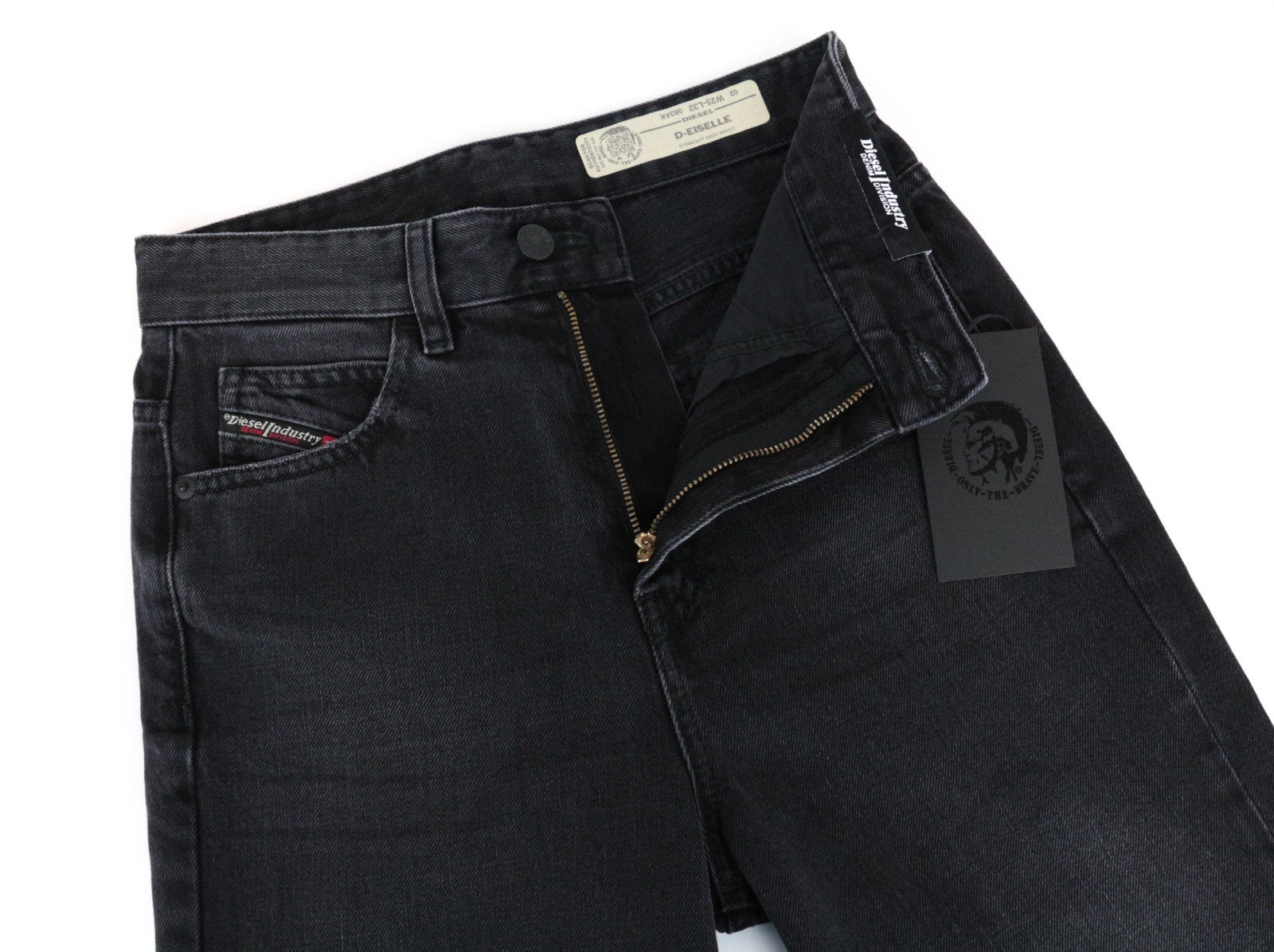 DIESEL D-Eiselle 083AK Women Jeans W25/L32 Straight Fit Washed Black Cotton