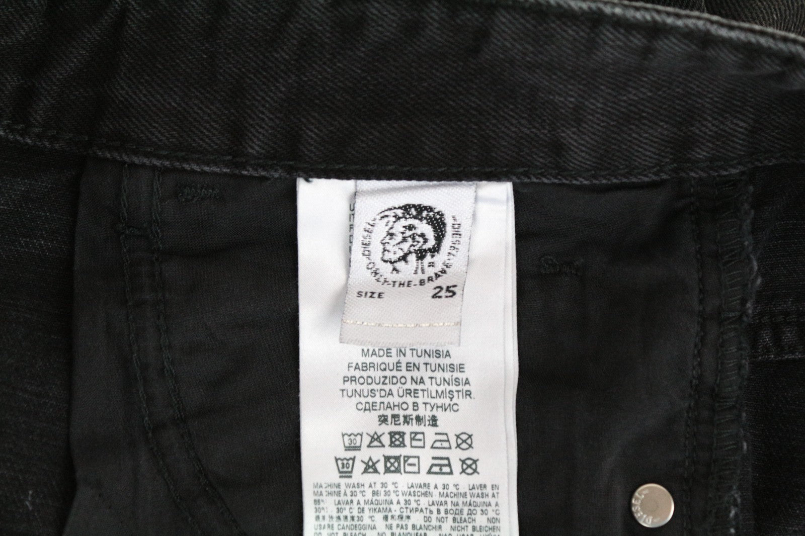 DIESEL D-Eiselle 083AK Women Jeans W25/L32 Straight Fit Washed Black Cotton
